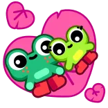 💑 rana, amore, cuore, cartone animato, carino, animale whatsapp sticker