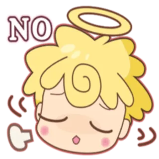 😔 NO angel, no, rejection, cute, cartoon telegram sticker