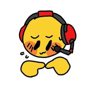 🟡 อิโมจิ, หน้าแดง, หูฟัง, ขี้อาย, อินเทอร์เน็ต telegram sticker