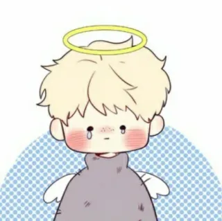 ☁️ Ángel, Halo, Lindo, Triste, Dibujos animados, Personaje whatsapp sticker
