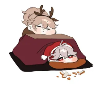 ☁️ süß, kawaii, winterlich, weihnachten, anime, cartoon, feiertag, verschlafen telegram sticker