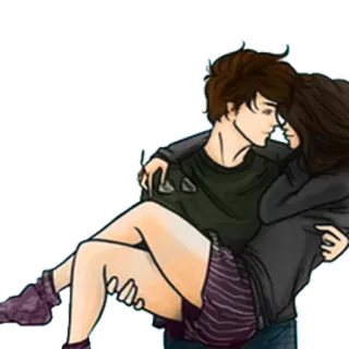 🖤 couple, amour, romance, porter, dessin animé, affection, relation telegram sticker