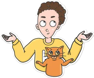 🤷‍♂ persona, gatto, scrollata di spalle, domanda, incertezza telegram sticker