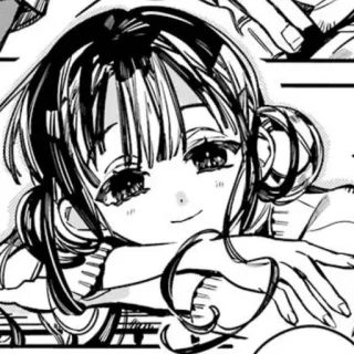 🍇 anime girl, manga, cute, cartoon, illustration, black and white, smile telegram sticker