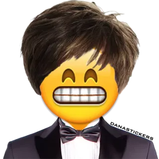 😁 Эмодзи, Лицо, Волосы, Смокинг, Галстук-бабочка, Смешной telegram sticker