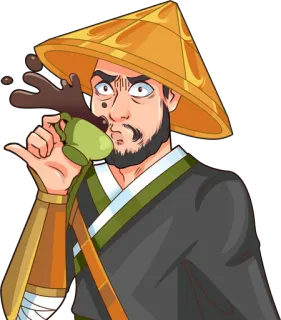 😱 мультфильм, боевые искусства, чай, расстроен, пролито, удивлен telegram sticker