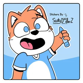 🦊 Stickers By Scotty Doodlerz autocollant, dessin animé, art, animal, gribouillage whatsapp sticker