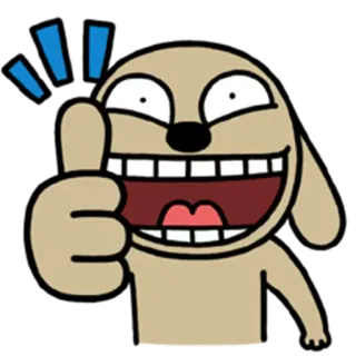 👍 Kartun, Binatang, Anjing, Jempol ke atas, Emoji whatsapp sticker