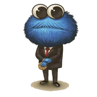 😑 Cookie Monster Sesame Street คุกกี้มอนสเตอร์, ชุดสูท, คุกกี้, การ์ตูน, เซซามีสตรีท telegram sticker