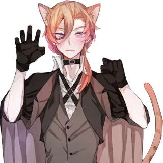 😽 Anime, Katzenohren, Handschuhe, Choker telegram sticker