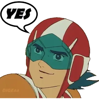 👍 YES Anime, Phi công, Mũ bảo hiểm, Vâng, Khẳng định, Đồng ý telegram sticker