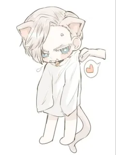 ☺️ แมว, จิบิ, น่ารัก, คาวาอิ, อนิเมะ, มังงะ, ภาพวาด telegram sticker