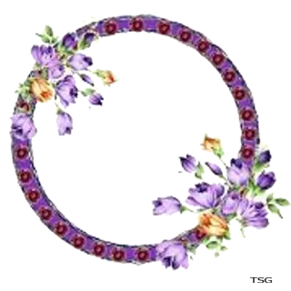 🌺 flores, moldura floral, roxo, decorativo, círculo, borda, ornamento telegram sticker