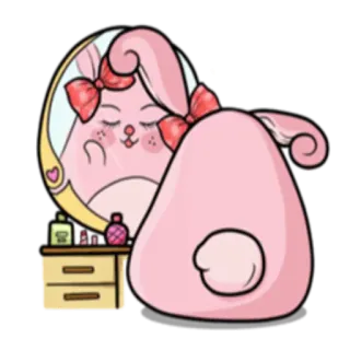 💄 conejo, espejo, rosa, lindo, maquillaje, animal telegram sticker