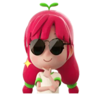 😎 desenho animado, menina, óculos de sol, cabelo ruivo, fofa, brilho telegram sticker