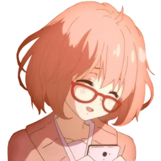 😅 anime, girl, red glasses, cute, character, phone telegram sticker