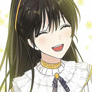 🥢 animé, fille, sourire, portrait, joyeux telegram sticker