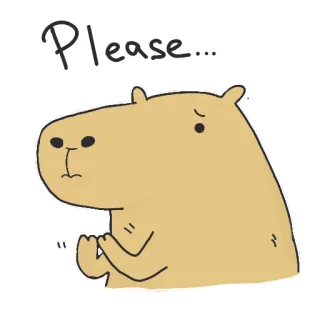 🙏 Please... capivara, fofo, implorando, animal, pedido telegram sticker
