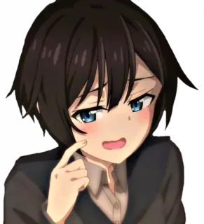 😅 อนิเมะ, ผู้หญิง, ตัวละคร, ยิ้มเยาะ, ชี้, คาวาอิ telegram sticker