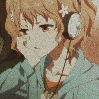 😒 Anime, Ragazza, Cuffie, Carino, Ritratto, Illustrazione, Cartone animato telegram sticker