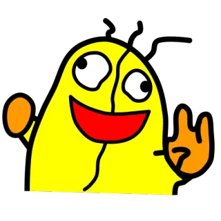 😆 Dessin animé, Jaune, Drôle, Joyeux, Salut, Positif whatsapp sticker