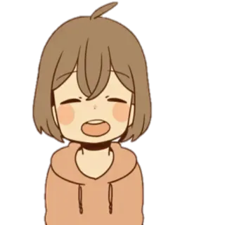 😊 Cartone animato, Carino, Anime, Personaggio, Capelli castani, Felpa con cappuccio telegram sticker