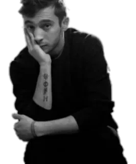 😕 Tyler Joseph zanger, twentyonepilots, twenty one pilots, zwart wit, muzikant telegram sticker