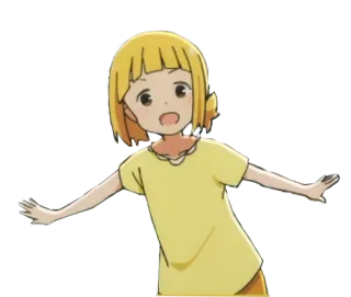 😄 Anime, Gadis, Kartun, Karakter, Anak, Kuning, Ilustrasi whatsapp sticker