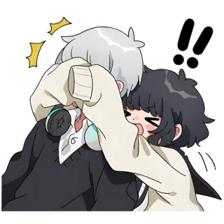 🤪 Anime, Abraço, Desenho animado, Kawaii, Amizade, Fofo telegram sticker