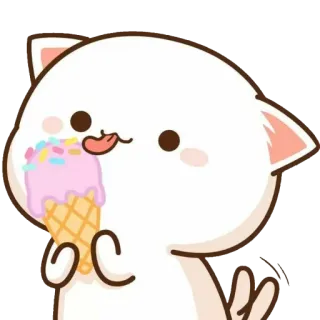 🍦 cat, ice cream, cute, kawaii, sweet, food, dessert whatsapp sticker