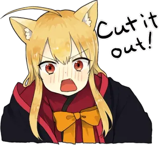 😡 Cut it out! Anime, Katzenohren, Ausruf, Süß, Cartoon whatsapp sticker