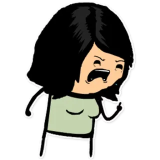 😫 Cartoon, Middelvinger, Beledigend, Onhoflijk, Vrouw, Stokfiguur telegram sticker