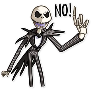 ☝️ Jack Skellington The Nightmare Before Christmas NO! Джек Скеллингтон, Кошмар перед Рождеством, Дисней, Мультфильм, Фильм, Скелет telegram sticker