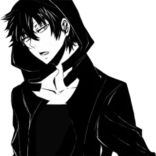 🤨 Anime, Manga, Felpa con cappuccio, Personaggio, Monocromatico, Maschio, Gotico telegram sticker