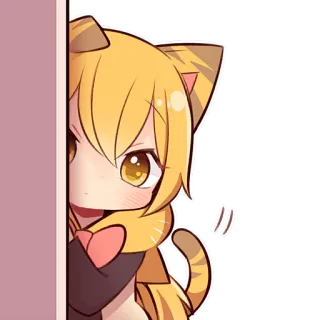 😠 anime, cat girl, cute, peeking, kawaii telegram sticker