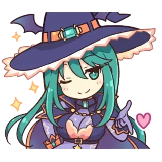 😉 sorcière, animé, dessin animé, mignon, paillettes, chapeau, Halloween whatsapp sticker