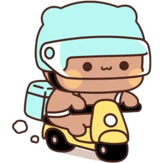 🛵 เดลิเวอรี่, สกู๊ตเตอร์, หมวกกันน็อก, น่ารัก, การ์ตูน telegram sticker