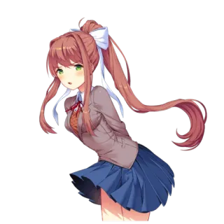 😊 Monika Doki Doki Literature Club! anime, girl, schoolgirl, cute, ribbon, ponytail telegram sticker