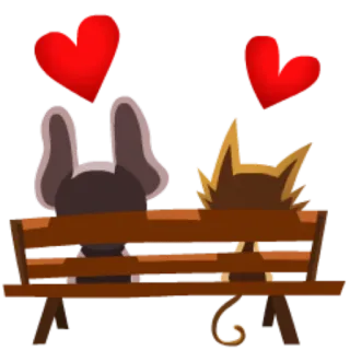 💏 amor, animais, gato, rato, banco, corações, romance telegram sticker