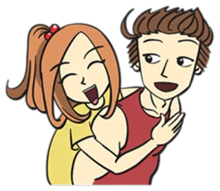 😁 pareja, dibujos animados, abrazo, amor, amistad telegram sticker