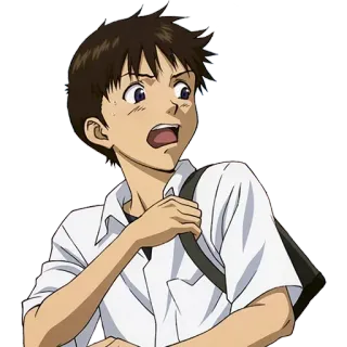 😧 Shinji Ikari Neon Genesis Evangelion Anime, Charakter, Schuluniform, Tasche whatsapp sticker