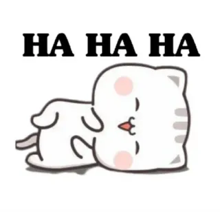 😂 HA HA HA HA chat, animal, rire, joyeux, mignon, chat blanc, drôle telegram sticker