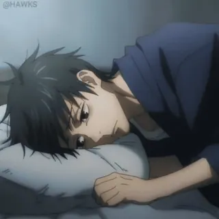 😔 anime, boy, sad, pillow telegram sticker