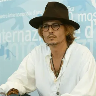 💗 Johnny Depp actor, celebrity, man, hat, glasses telegram sticker
