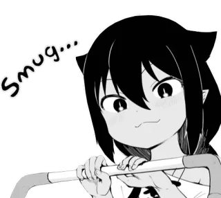 😌 smug... presumido, anime, manga, orejas de gato, lindo, expresión telegram sticker