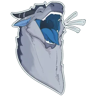 😂 desenho animado, dragão, rindo, bocejar, furry, animal, azul telegram sticker