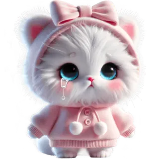 😩 고양이, 새끼 고양이, 귀여운, 카와이, 동물, 애완 동물, 우는, 분홍색, 눈물 whatsapp sticker