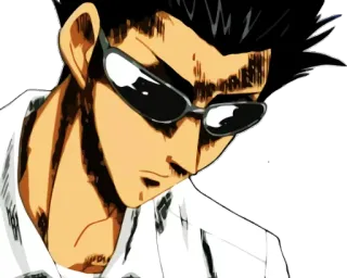 😰 pria, kacamata hitam, anime, gaya, kartun telegram sticker
