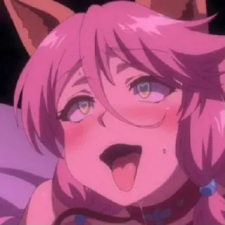 😜 Anime, Gadis, Lidah, Rambut pink, Telinga telegram sticker