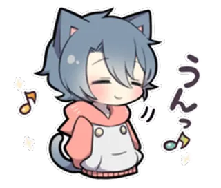 😊 うん Animé, Oreilles de chat, Kawaii, Mignon, Chibi, Dessin animé whatsapp sticker